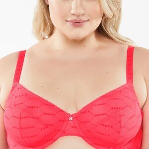 Savage X Fenty Coral Lace Underwire Bra 42D w/ Matching Panty - 2X